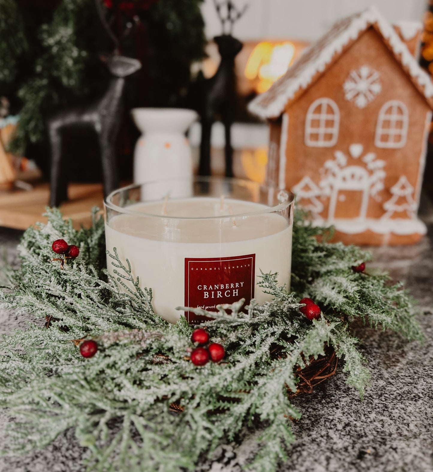 LARGE 4 Wick Cranberry + Birch Soy Candle