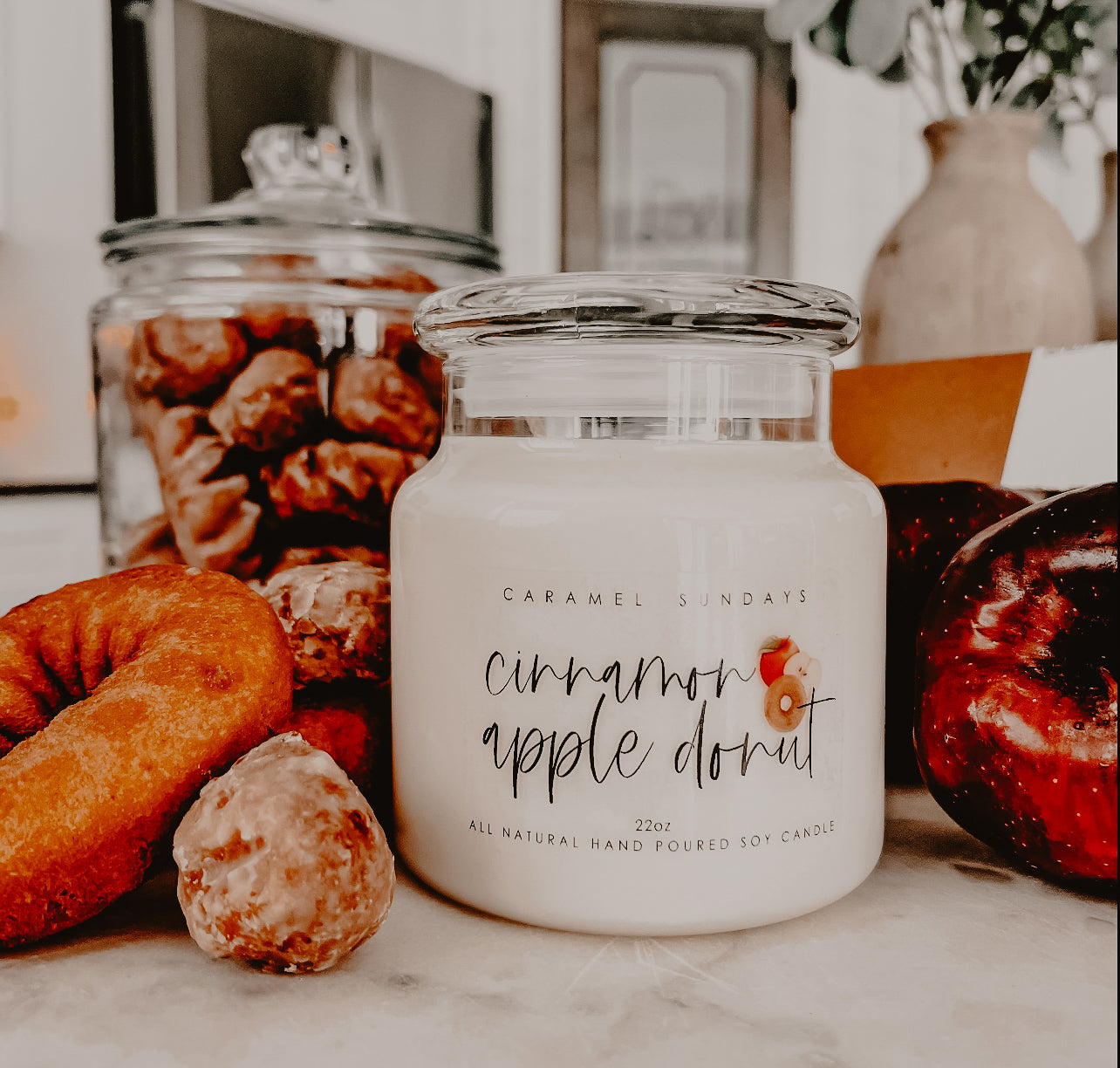 2 Wick Cinnamon Apple Donut Soy Wax Candle