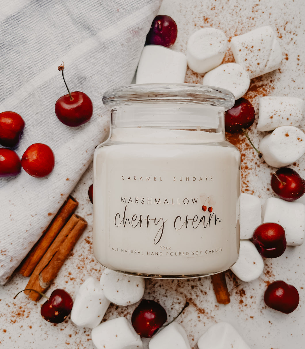 22oz 2 Wick Marshmallow Cherry Cream Soy Wax Candle