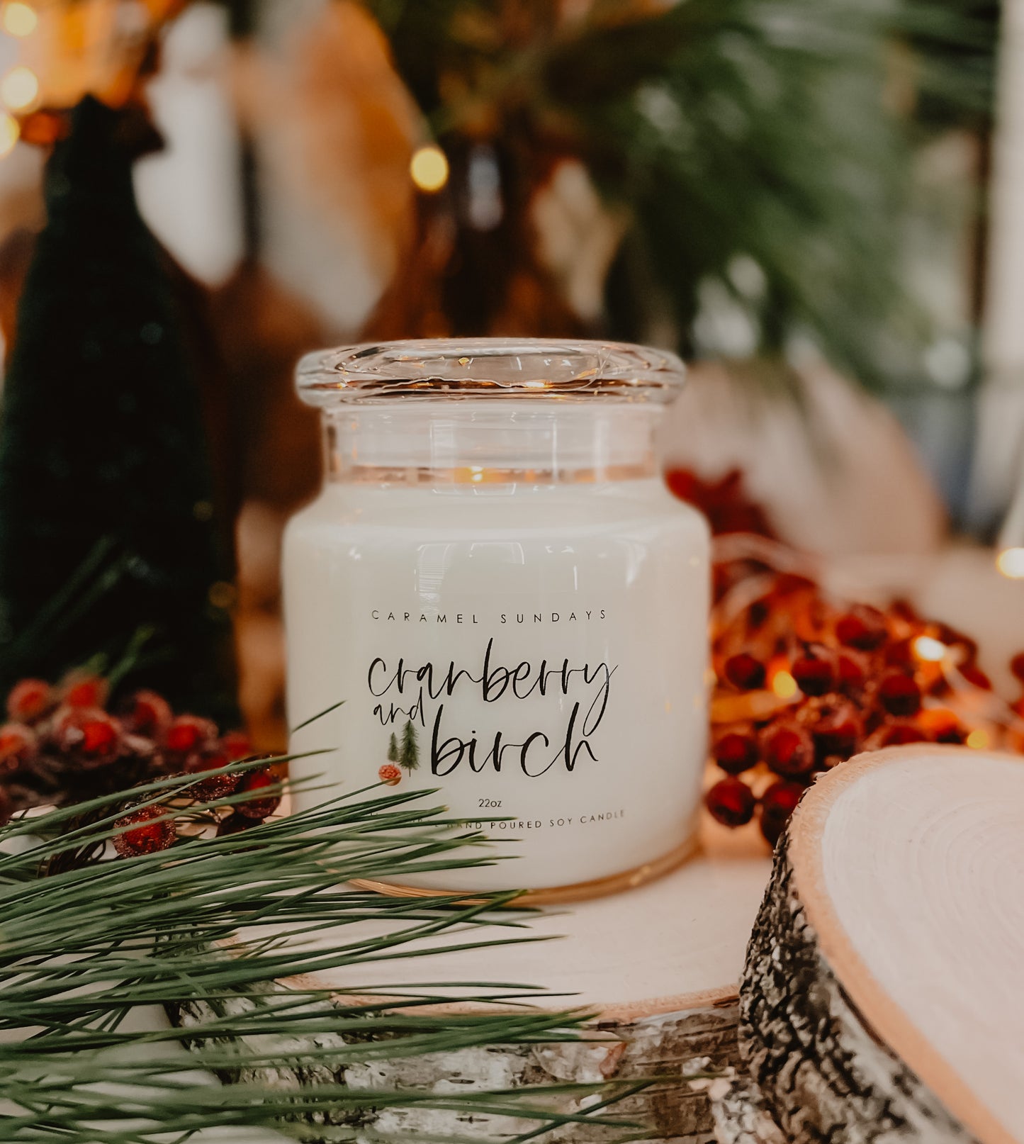 2 Wick Cranberry + Birch Soy Wax Candle