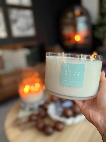 LARGE 4 Wick Banana Boat Soy Wax Candle