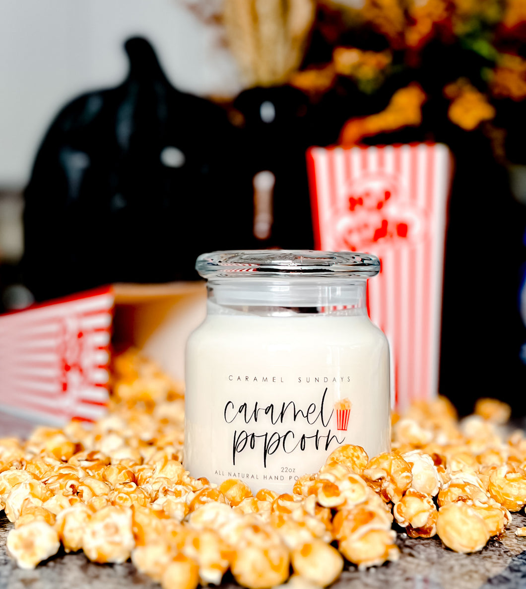 22oz Two Wick Carnival Caramel Popcorn Soy Wax Candle