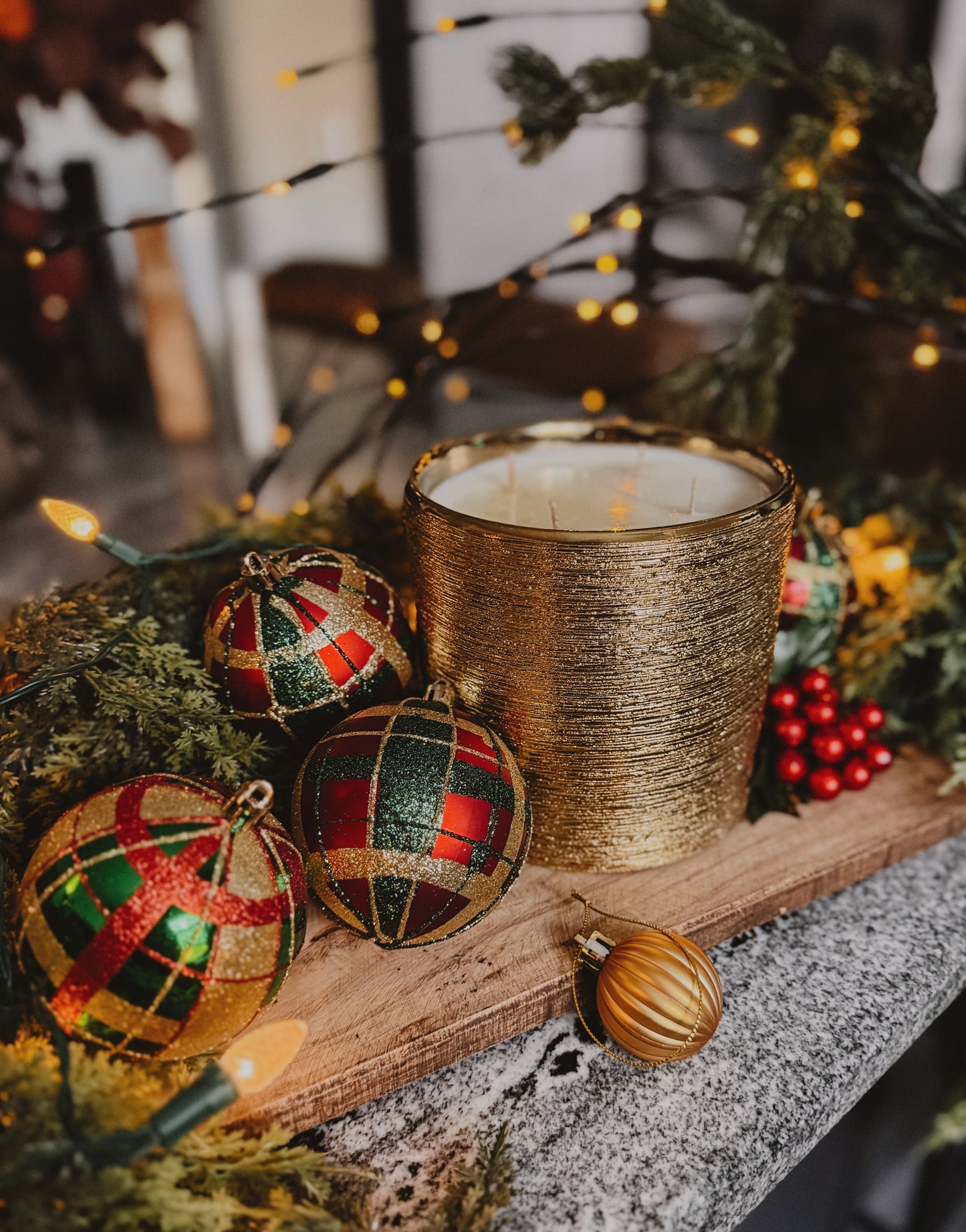 LARGE 43oz Gold Textured Jar - The Holiday Soy Wax Candle