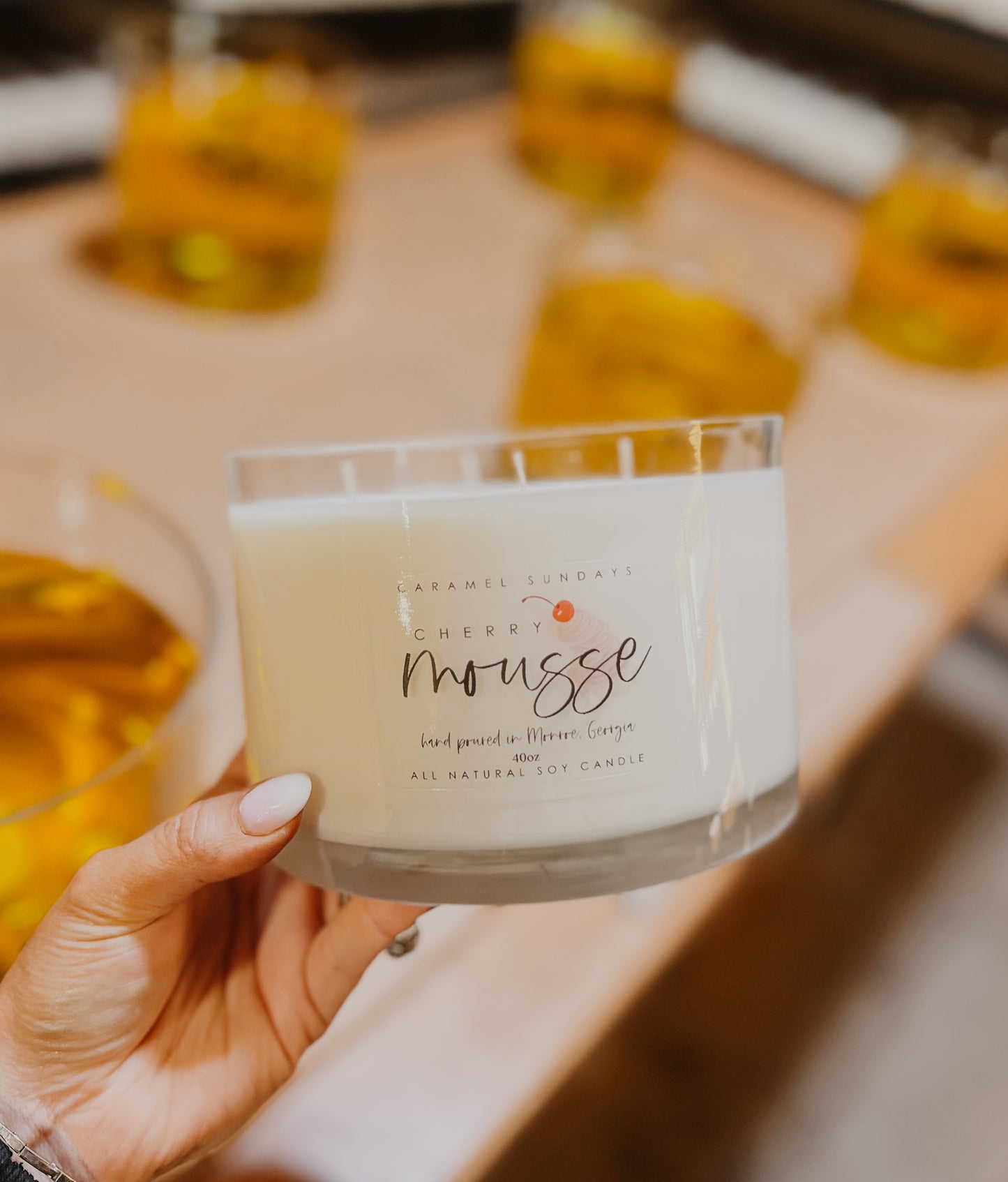 LARGE 40oz 4 Wick Cherry Mousse Soy Wax Candle