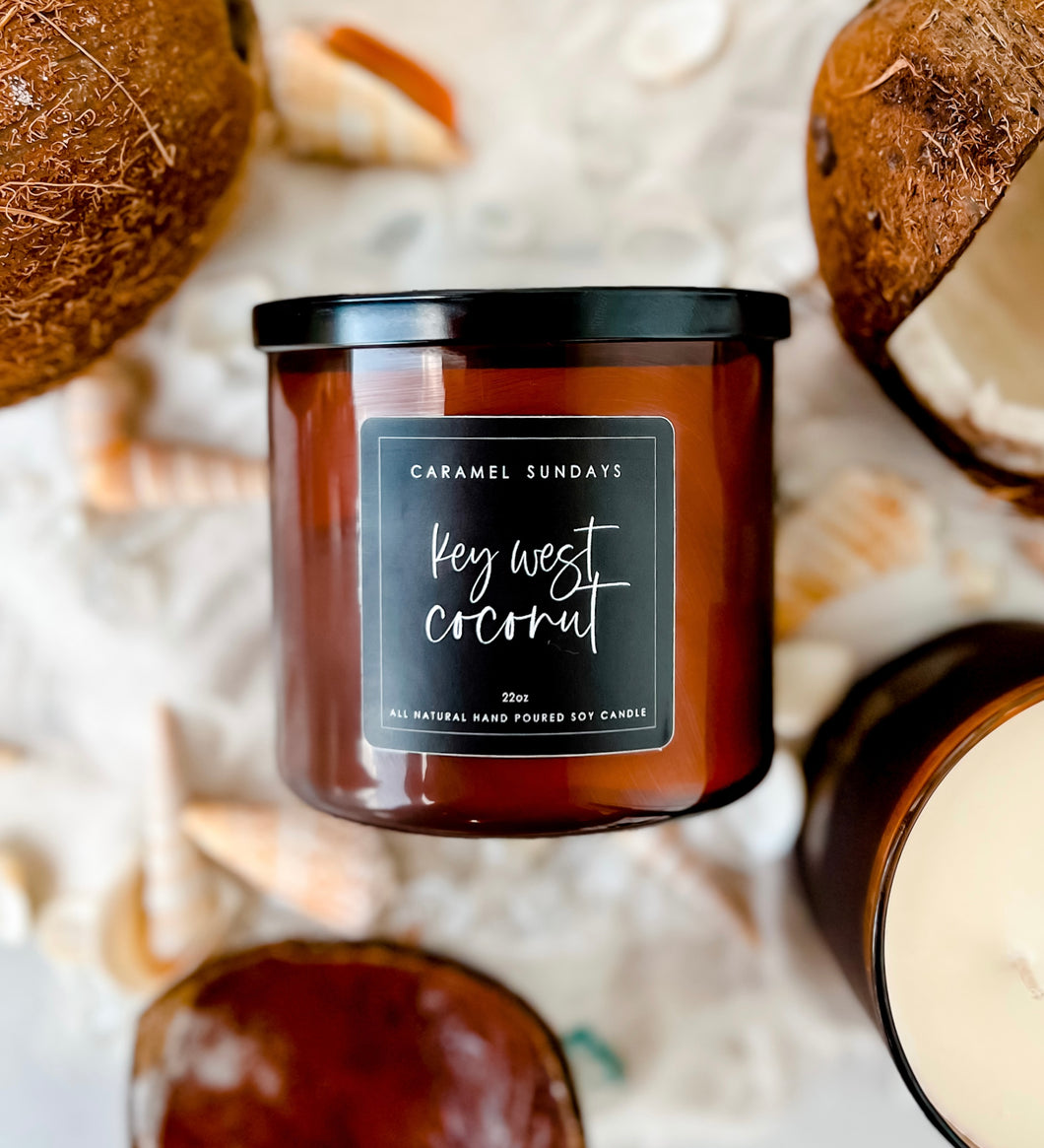 22oz 3 Wick Key West Coconut Soy Wax Candle