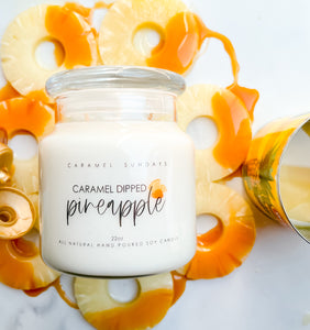 22oz 2 Wick Caramel Dipped Pineapple Soy Wax Candle